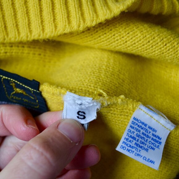 John Deere Vintage Yellow Green Black White Striped Men's Sweater Small - Picture 5 of 5